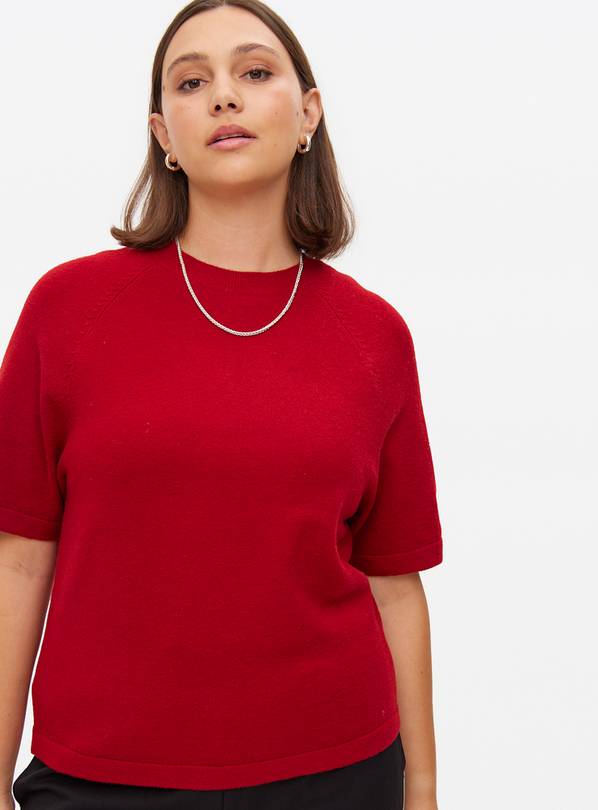 Red Relaxed Soft Knit T-Shirt 20